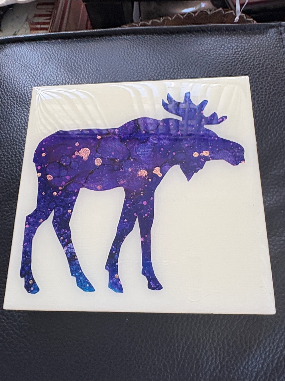 Purple Galaxy Moose Fluid Resign Wall Art